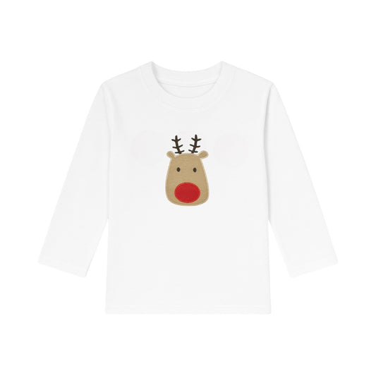 Long Sleeve Applique T-Shirt, Rudolph