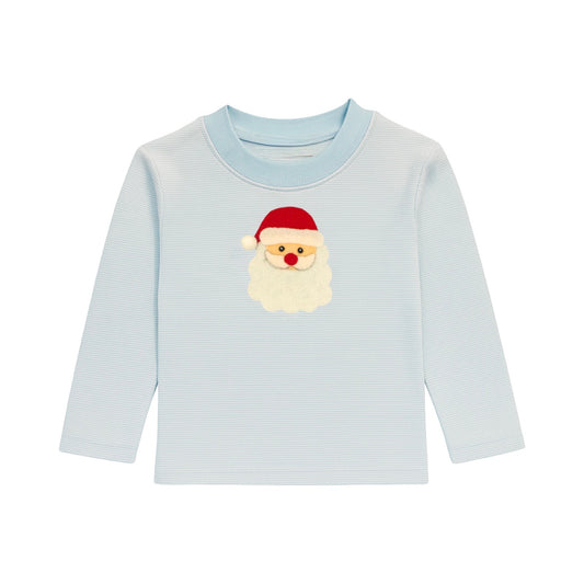 Long Sleeve Striped Applique T-Shirt, Santa