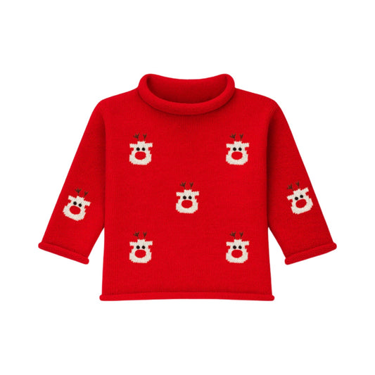 Rollneck Sweater, Scattered Reindeer