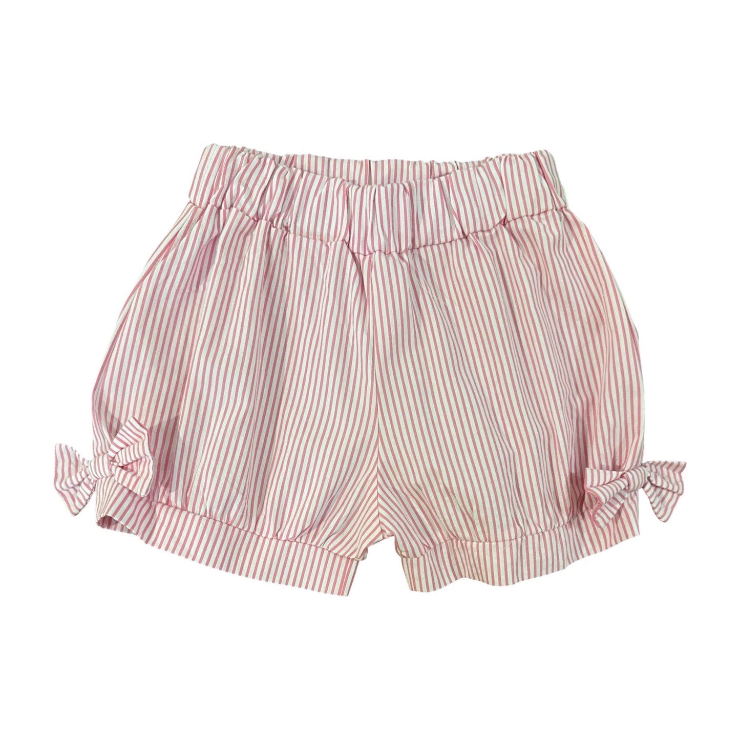 Girl's Pink Bow Seersucker Shorts