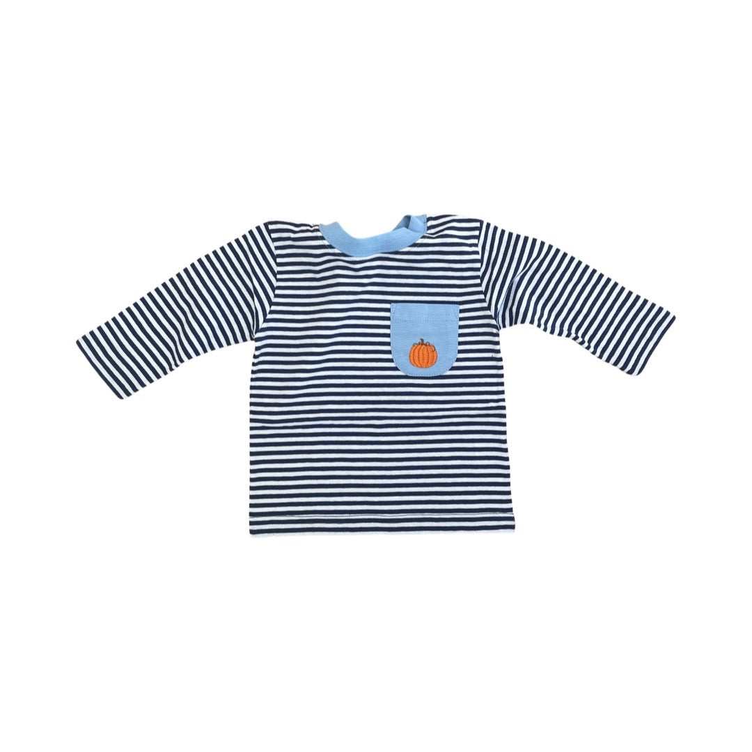 Boy's Long Sleeve Dark Royal Stripe Pumpkin T-Shirt