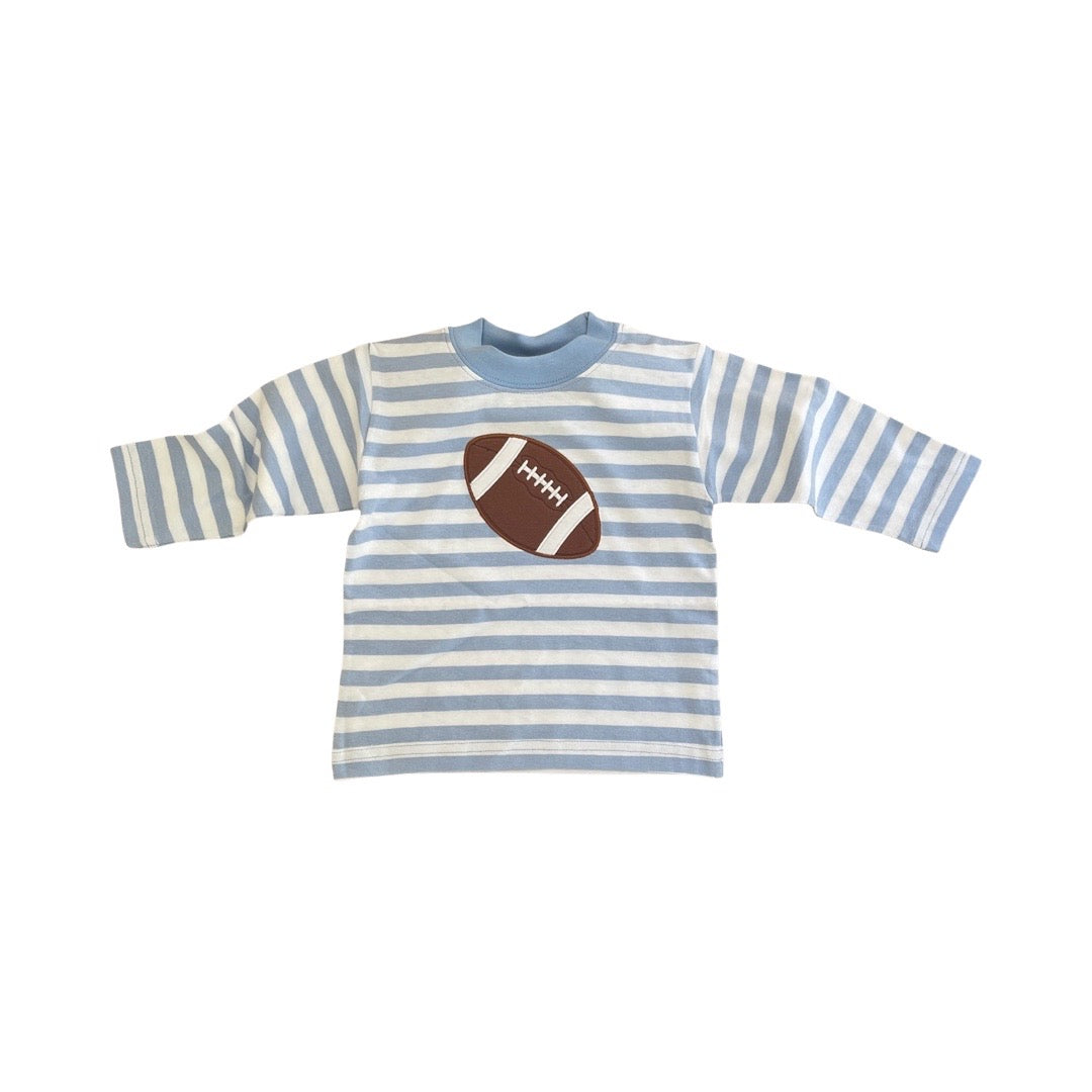 Sky Blue Stripe Football Applique T-Shirt