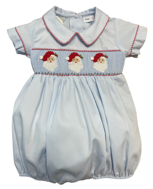 Boy's Blue Smocked Santa Bubble