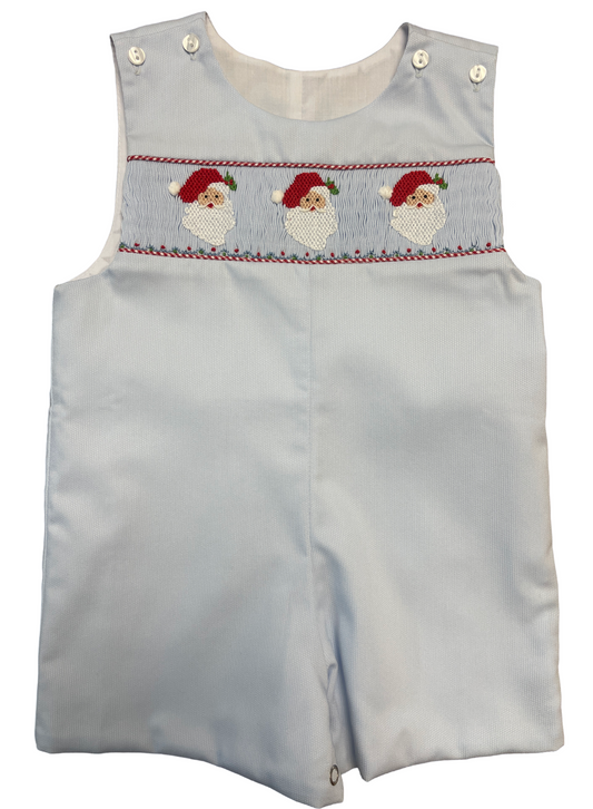 Boy's Blue Smocked Santa Shortall