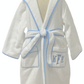 Bath Robe, White with Blue Trim