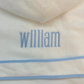 Bath Robe, White with Blue Trim