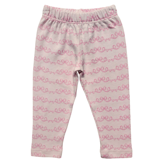 Leggings, Interlock Cotton Pink Bow Print