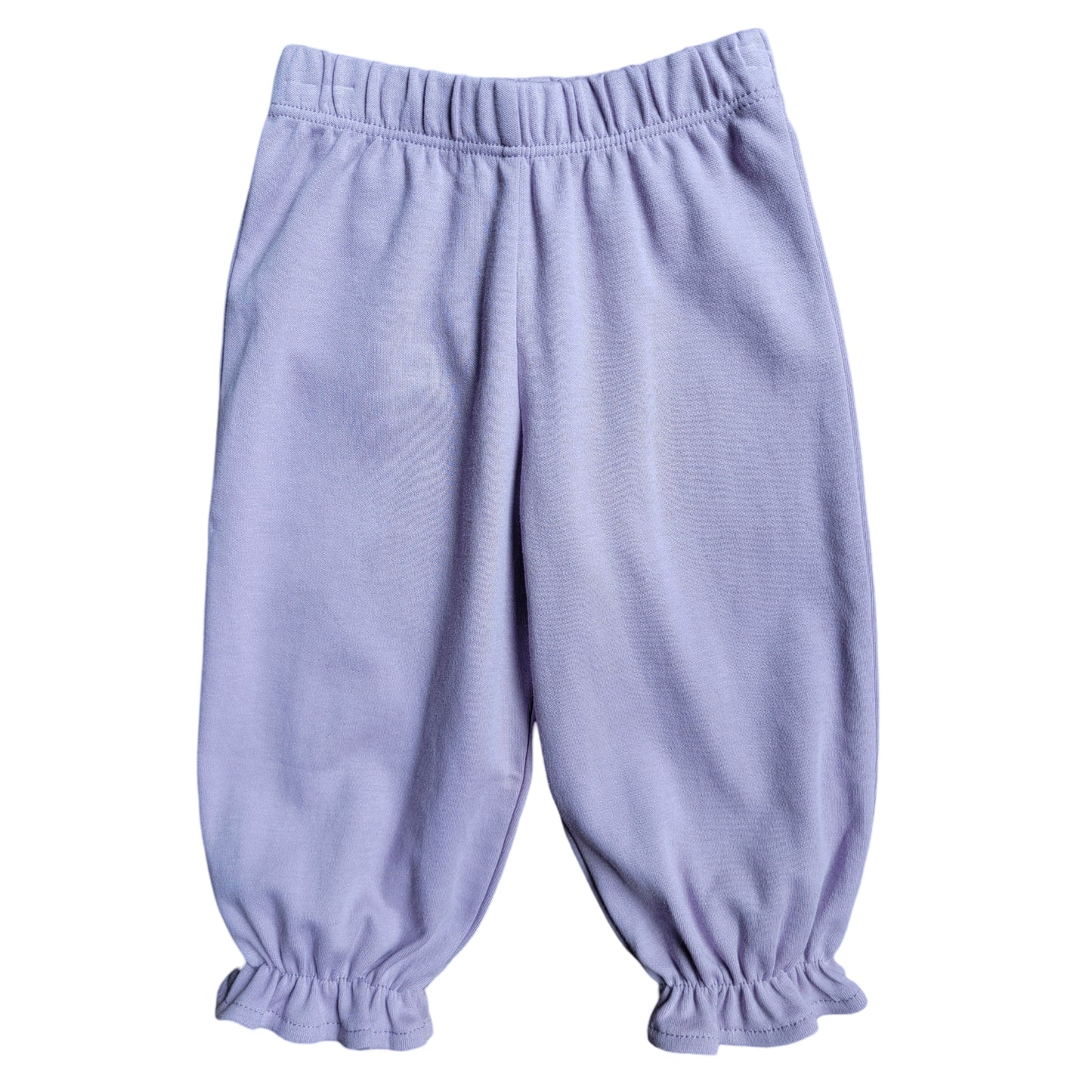 Girl's Interlock Cotton Lavender Cinched Ruffle Pants