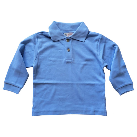 Long Sleeve Polo Shirt, Sky Blue