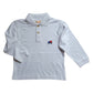 Long Sleeve Polo Shirt, White with Embroidered Cement Truck