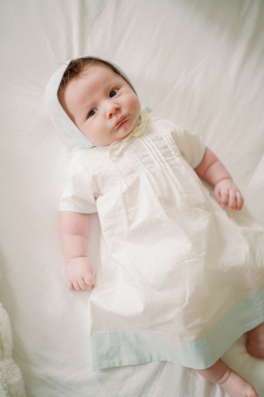 Boy's Blessings White & Blue Daygown Set