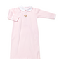 Girl's Pink Day Gown with Spotted Puppy Embroidery