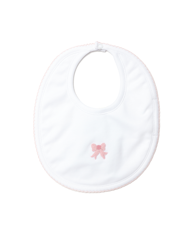 Baby Bib, Pink Bow Embroidery