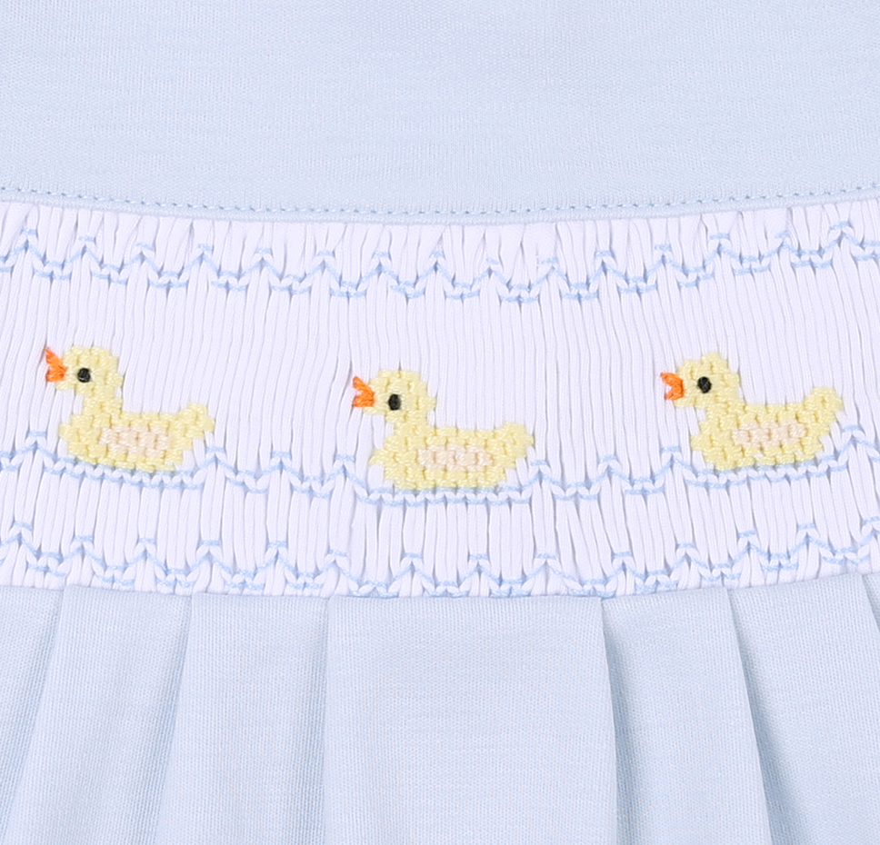 Just Ducky Classics Smocked Blue Footie