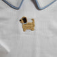 Boy's Long Sleeve Collared Shirt with Crochet Puppy