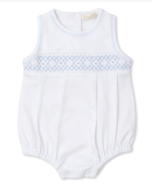 Smocked White Sleeveless Bubble with Blue CLB Summer 24