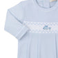 CLB Fall Medley 24 Smocked Train Blue Footie