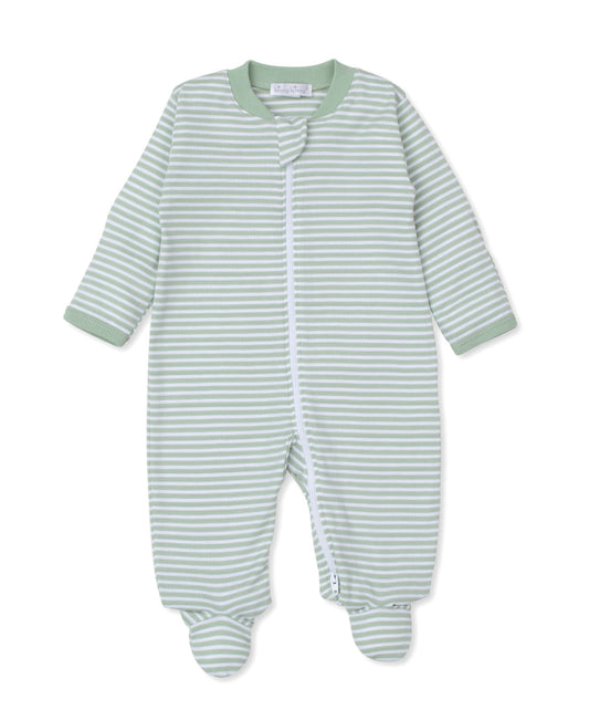 Green Stripe Zip Footie