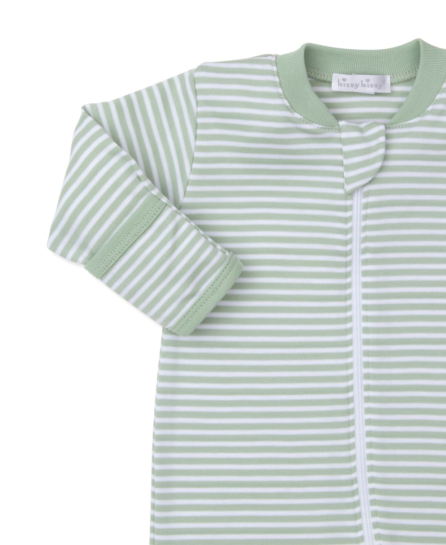 Green Stripe Zip Footie