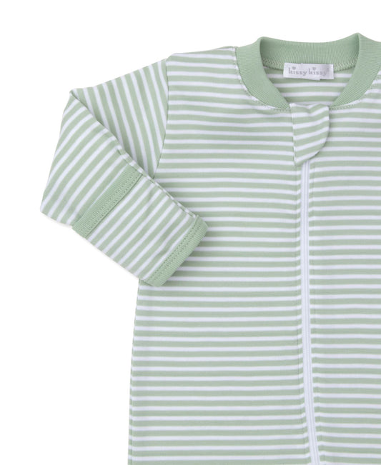 Green Stripe Zip Footie