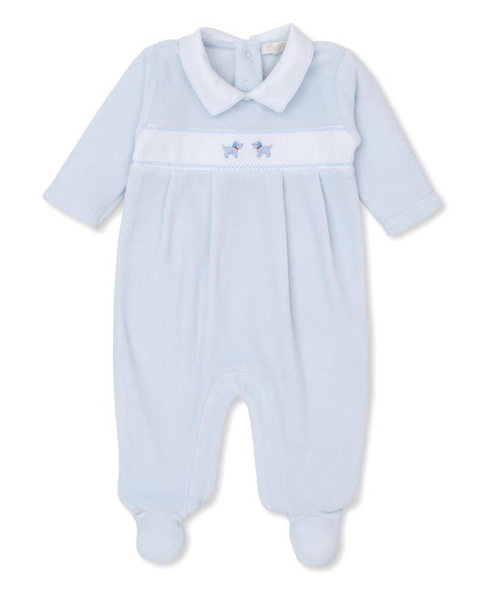 Premier Puppies Embroidered Blue Velour Footie