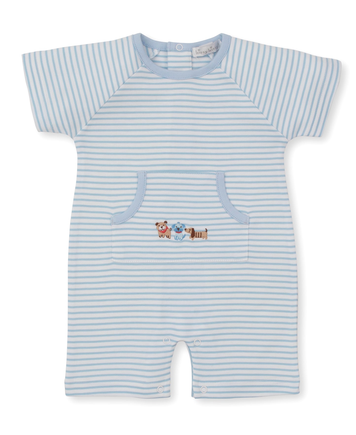 Playground Pups Blue Stripe Short Playsuit