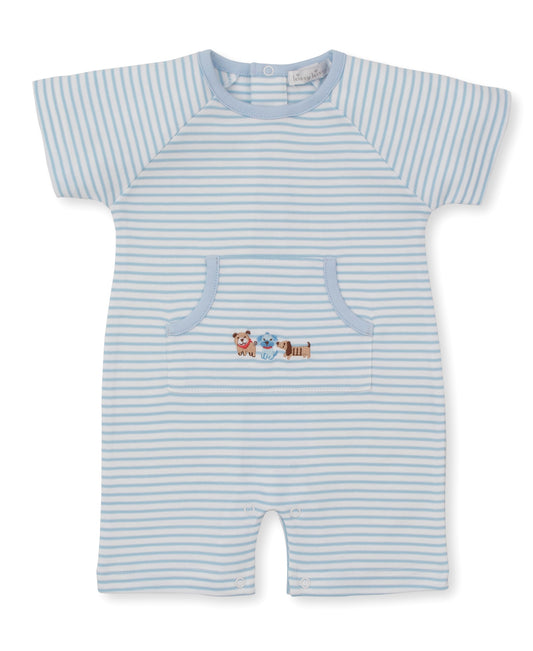 Playground Pups Blue Stripe Short Playsuit