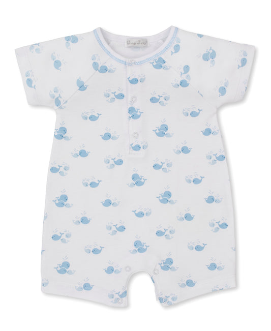 Whale Wonder Blue Print Short Playsuit