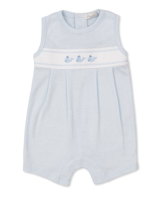 Whales Blue Stripe Sleeveless Playsuit Classic Treasures SP25