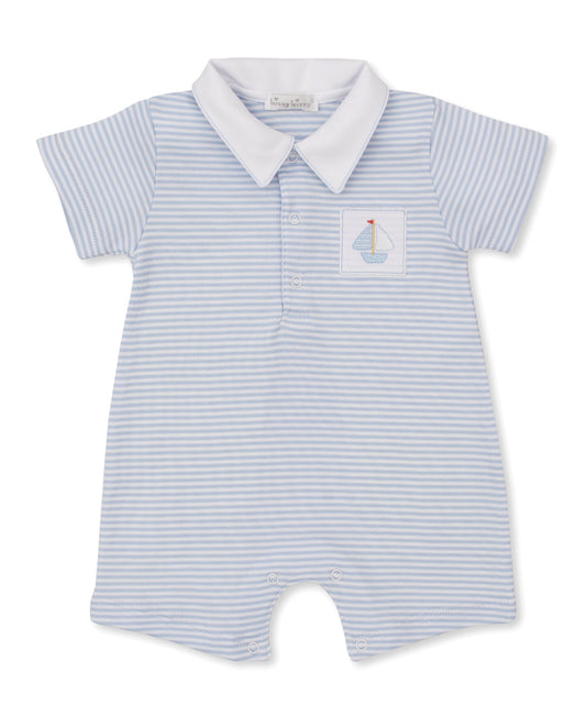 Saturday Regatta Sailboat Blue Stripe Short Playsuit