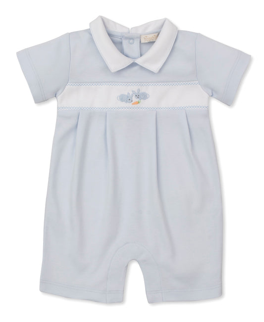 Premier Blue Baby Bunny Patch Embroidered Short Playsuit