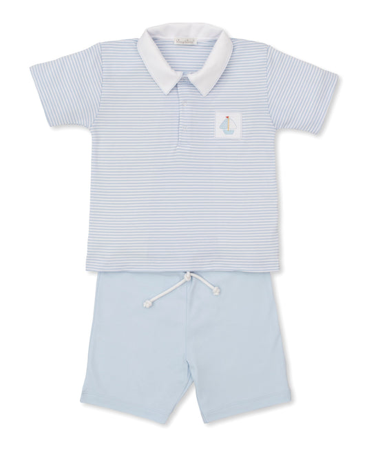 Saturday Regatta Sailboat Blue Bermuda Short Set