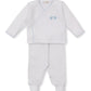 Baby Sheep White w/ Blue Trim Cross Tee & Pant Set