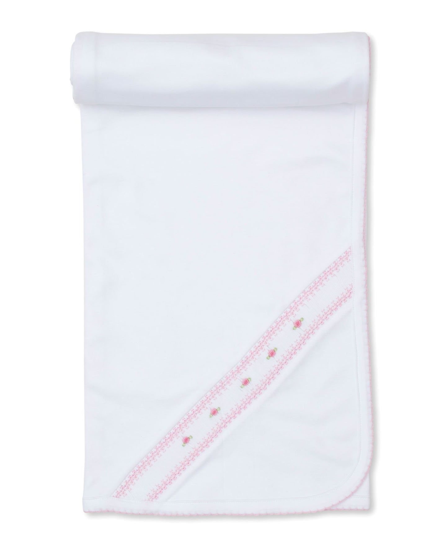 CLB Fall Bishop 24 White with Pink Smocked Blanket