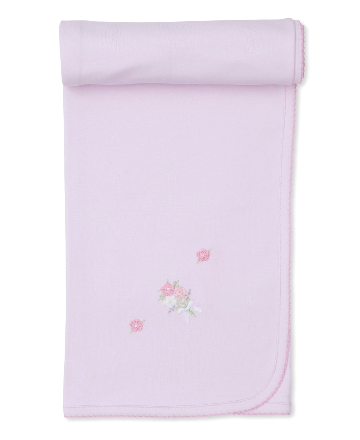 Embroidered SCE Flower Bouquets Blanket, Pink