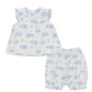 Heavenly Hydrangeas Blue Print Woven Sunsuit Set