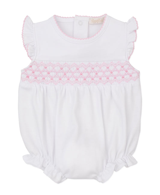 Smocked White Sleeveless Bubble with Pink CLB Summer 25