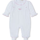 CLB Fall Medley 24 Flower Embroidered White Footie with Pink