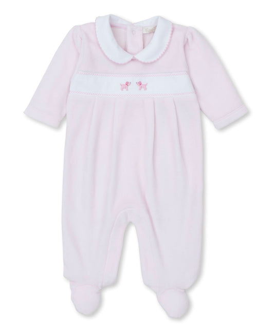 Premier Puppies Embroidered Pink Velour Footie