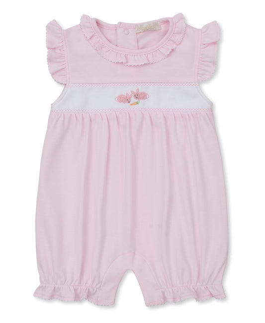 Premier Pink Baby Bunny Patch Embroidered Short Playsuit