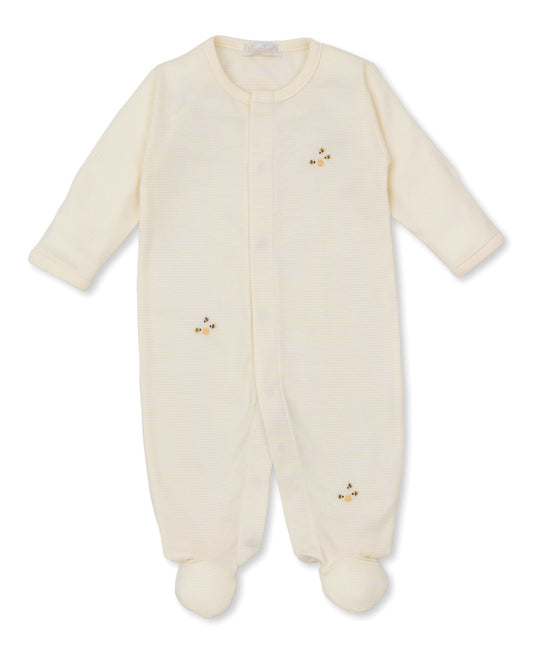 Bee Hive Yellow Stripe Embroidered Footie