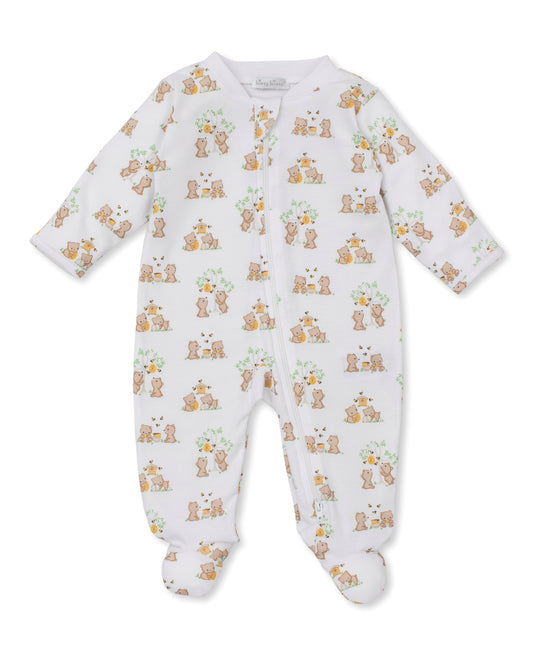 Honey Bear Cub Print Zip Footie