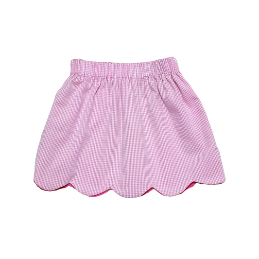 Reversible Kendall Skirt, Hot Pink Corduroy & Lt Pink Mini Gingham