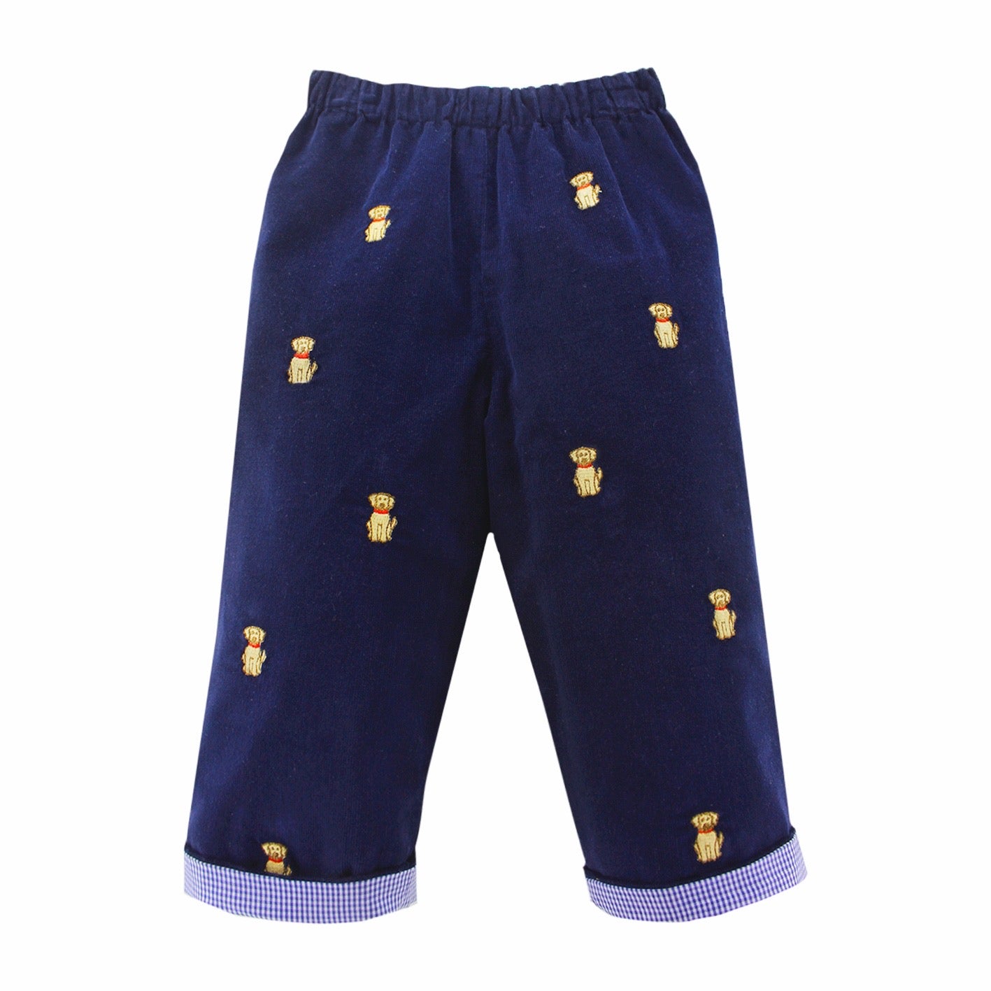 Leo Cord Pants Navy Reversible With Embroidered Dogs Baby Braithwaite