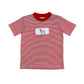Labrador Smocked Short Sleeve Red Stripe T-Shirt