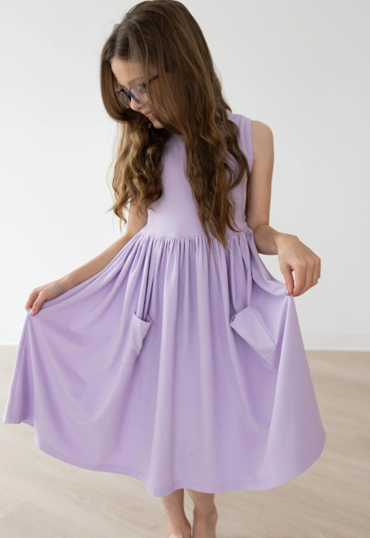Lavender Sleeveless Tank Pocket Twirl Dress