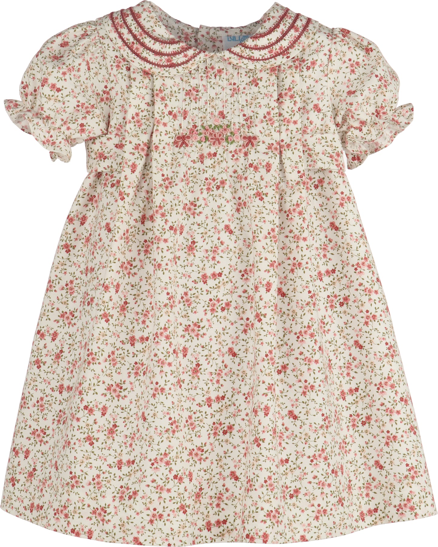 Floral dress with red flowers on a white background