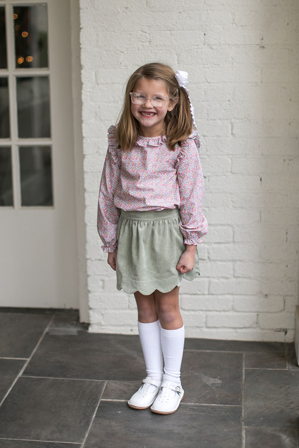 Susie Scallop Skirt, Sweetgrass Corduroy