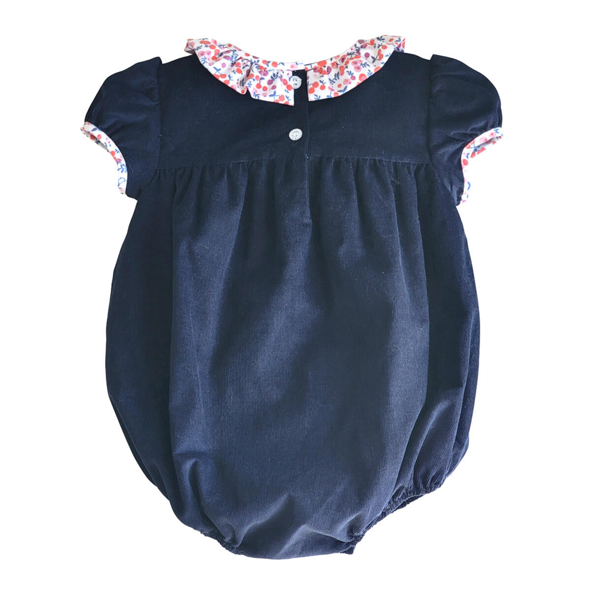 Navy Blue Corduroy Cherries Girl's Bubble