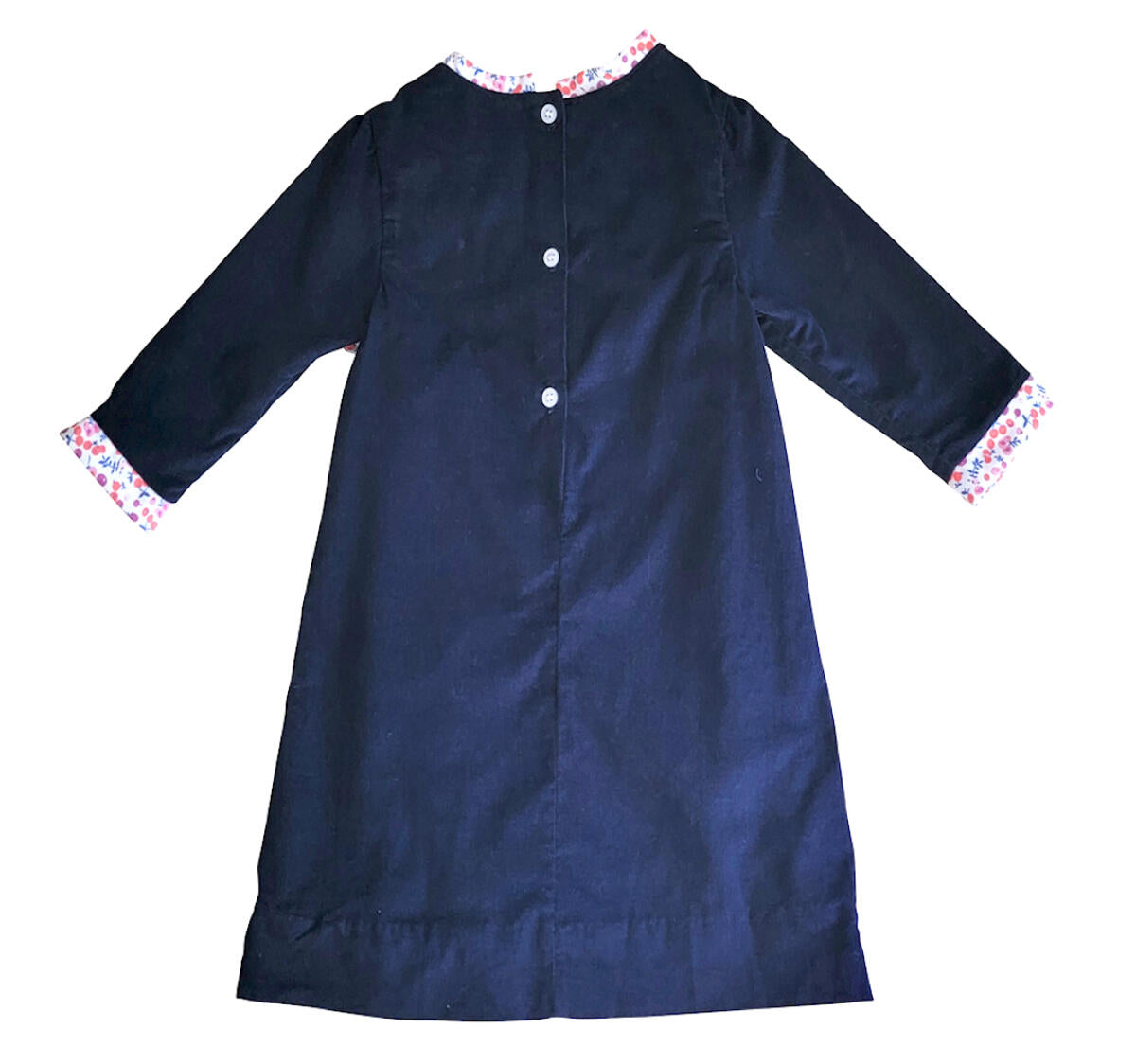 Navy Blue Corduroy Cherries Girl's A-Line Dress